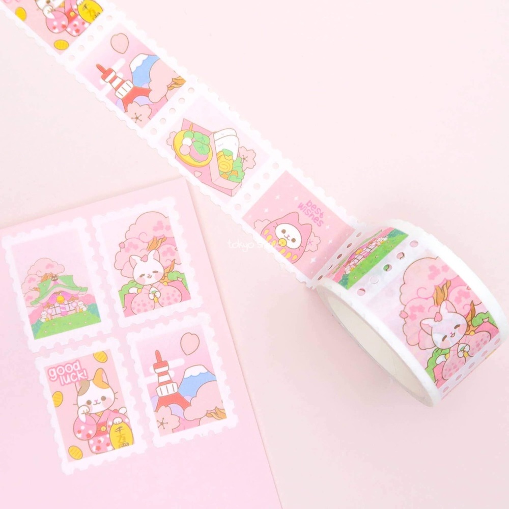 Tokyo Shojo - Cute Sakura Cherry Blossom Matsuri Stamp Washi Tape